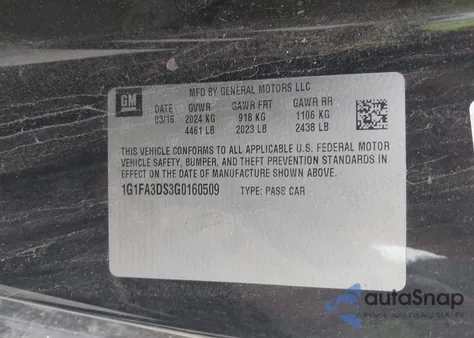 2016 Chevrolet Camaro 1Lt из США, поврежденный, VIN 1G1FA3DS3G0160509